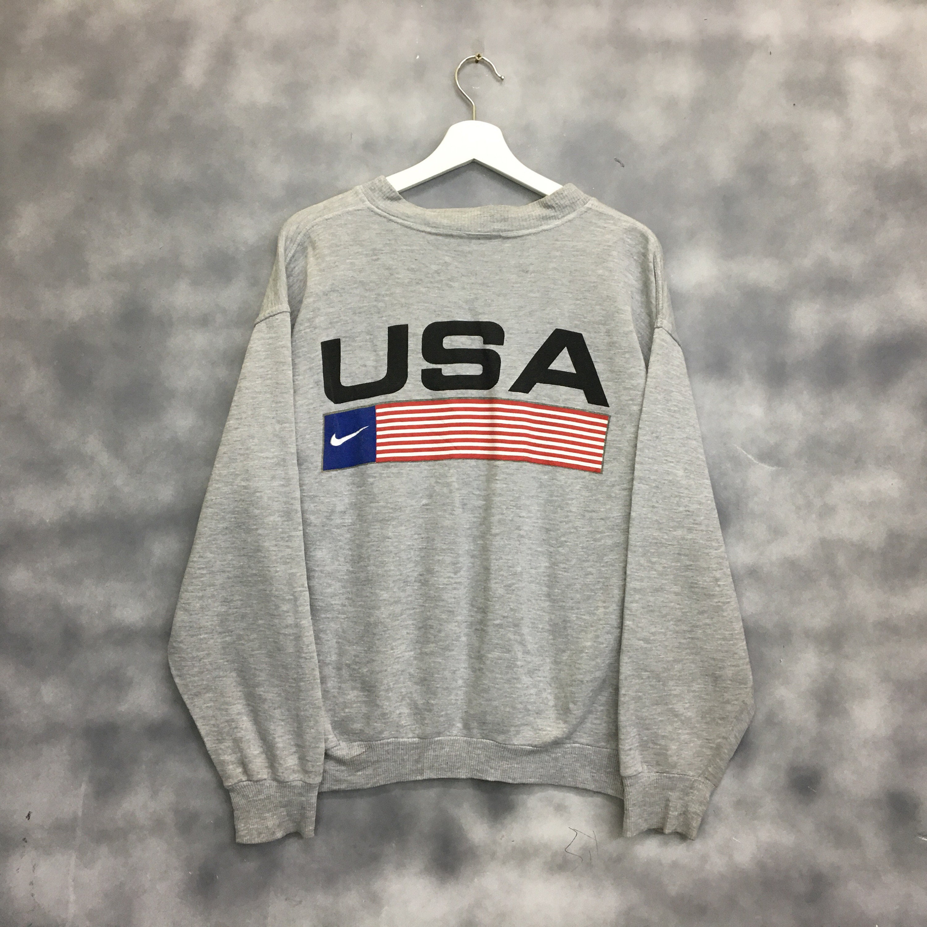 Vintage Big USA Flag Big Logo Embroidered Crewneck - Etsy