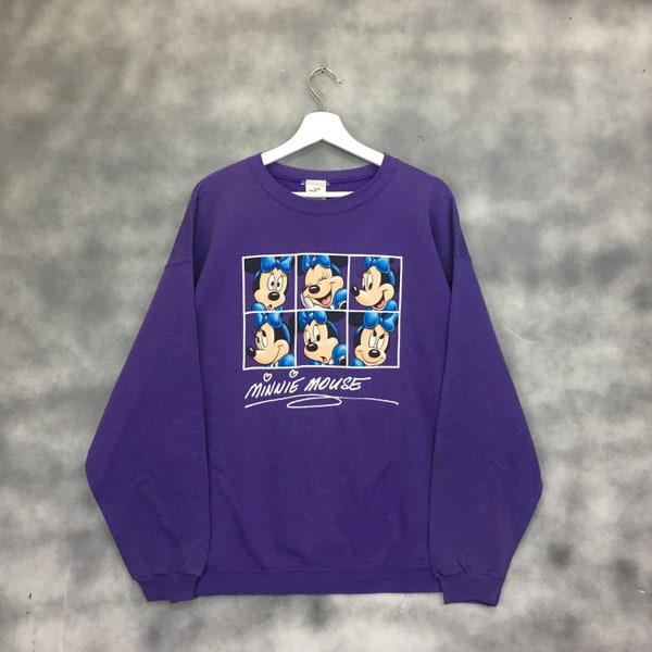 Rare !!! Vintage 80s Minnie Mouse Sweatshirt Mickey Mouse California Disney Cartoon Crewneck Jumper Pullover