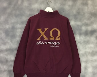 Pick !! Vintage Chi Omega Sweatshirts 1/4 Zipper Big Logo