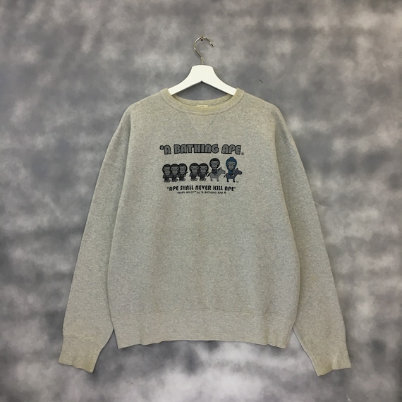 Kleding Herenkleding Hoodies & Sweatshirts Sweatshirts Vintage OG Bape × Nigo Japans merk Authentieke BAPE A Baden Ape Big Logo Sweatshirt 