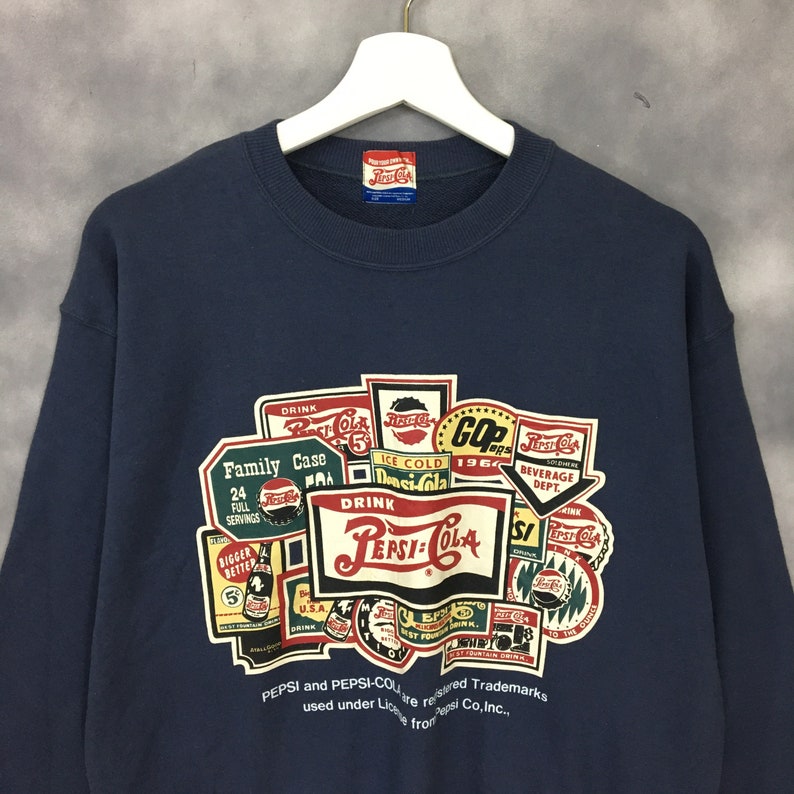 Vintage 90s PEPSI COLA Sweatshirt Crewneck Rare Design Big | Etsy
