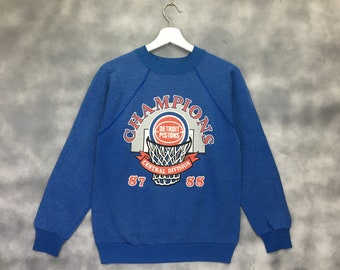 Detroit Pistons Sweatshirt 80s Vintage Nba Basetball Sweater - Etsy