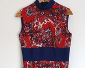 Lovely Vintage 1960s 1970s Summer Maxi Dress 12 Oriental Psychedelic