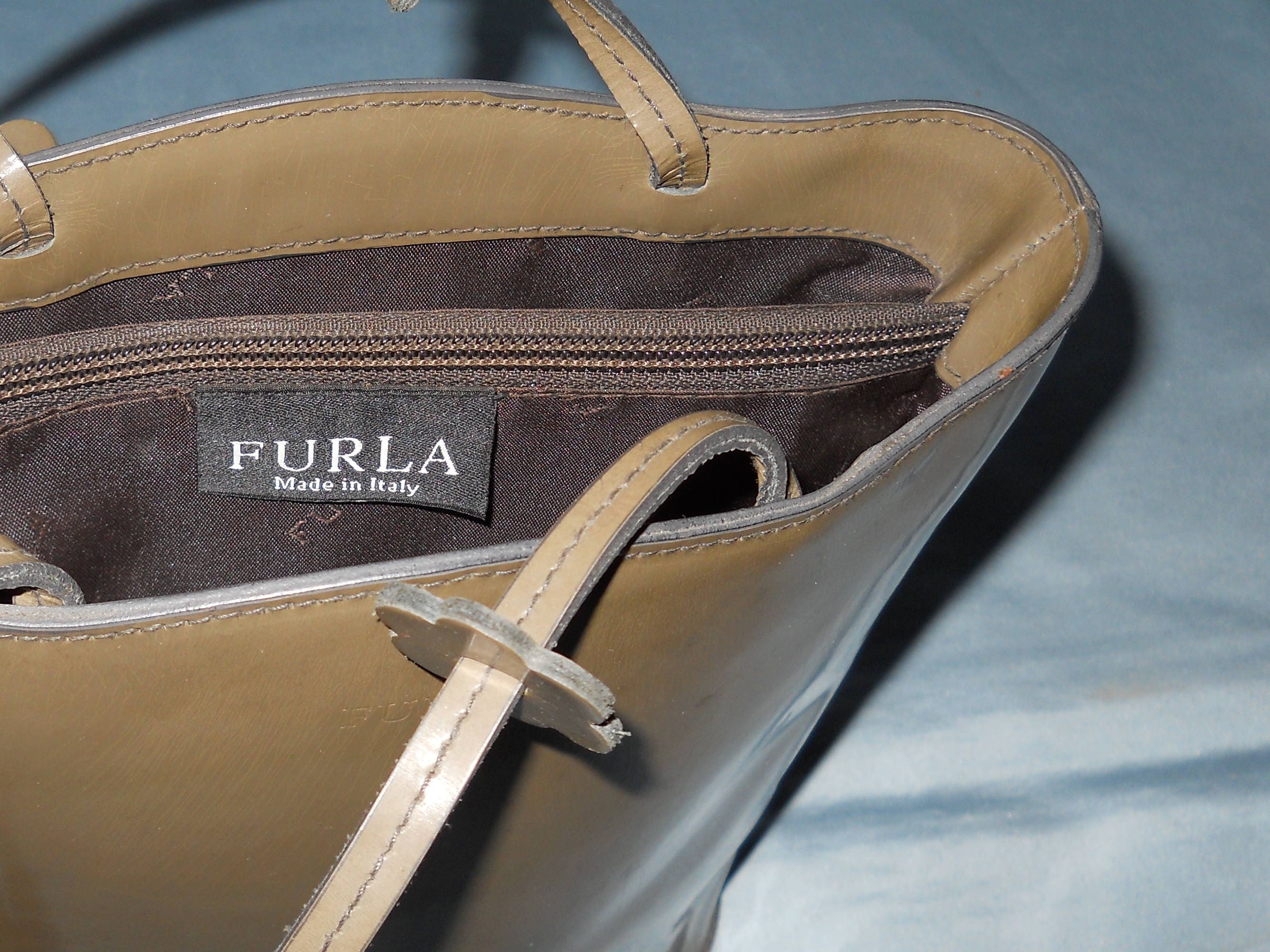 Vintage Furla Genuine Leather Brown Shoulder Bag Made in Italy