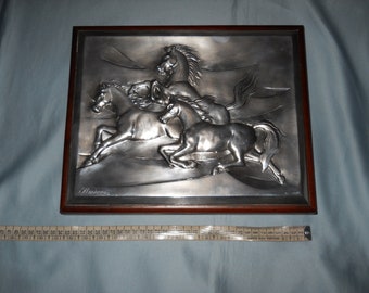 Original Ottaviani sterling silver and wood box ! Vintage ! Made in Italy ! Wild Horses !