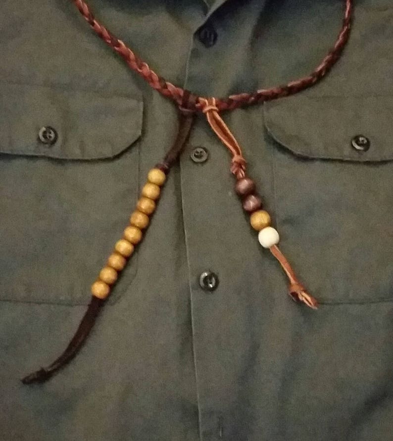 28 Elk hide braided leather Ranger Bead necklace with Etsy