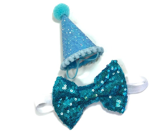 Dog Birthday Hat and Large Bow Tie || Dog Gift || Pet Birthday Party Outfit || Pet Puppy Cat Kitten || Kitty Pig Birthday Crown |