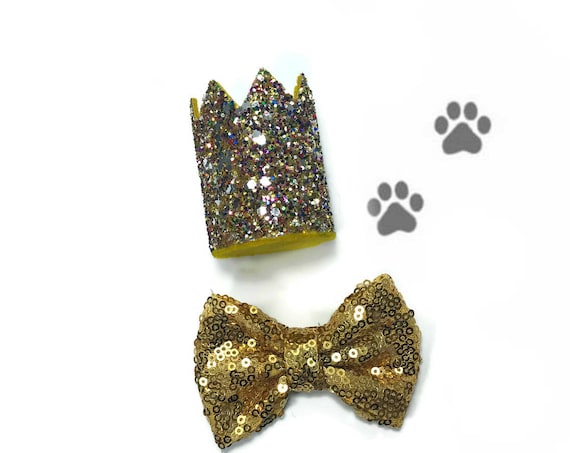 Animal Party Hat and Bow Tie || Dog Birthday Outfit || Cat Kitty Puppy Pig Birthday Crown Hat || Add Any Number