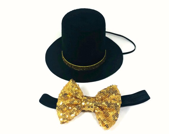 Dog Top Hat and Bow Tie || Dog Gift || Pet Birthday Party Outfit || Pet Puppy Cat Kitten || Kitty Pig Birthday Crown |