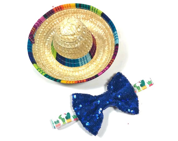 Dog Sombrero || Mini Sombrero || Dog Hat || Straw Hat || Mini Sombrero || Fiesta Party || Fiesta Hat
