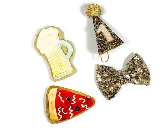 PARTY PACK! Party Hat and Bow Tie and Birthday Treat Cookie Set || Dog Gift || Dog Party || Birthday