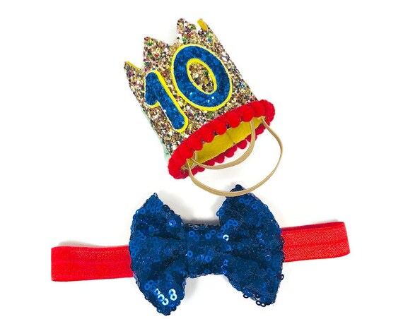 Animal Party Hat and Bow Tie || Dog Birthday Outfit || Cat Kitty Puppy Pig Birthday Crown Hat || Add Any Number