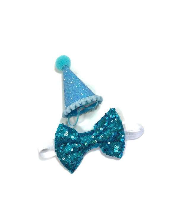 Dog Birthday Hat and Large Bow Tie || Dog Gift || Pet Birthday Party Outfit || Pet Puppy Cat Kitten || Kitty Pig Birthday Crown |