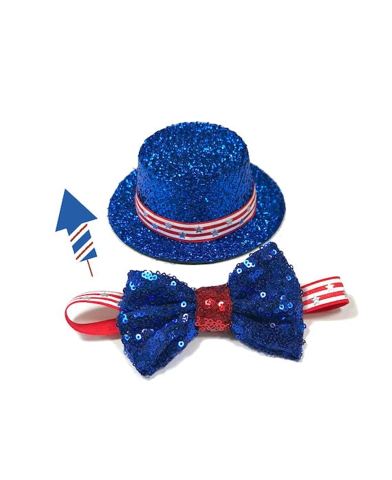 Fourth of July Costume for Dogs || Uncle Sam Hat || Independence Day Hat and Bow Tie