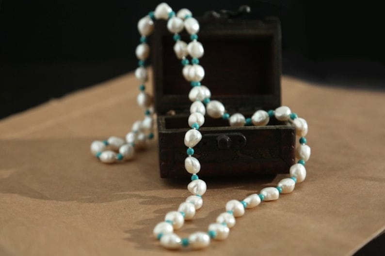 Turquoise necklace Pearl necklace chinese vintage necklace