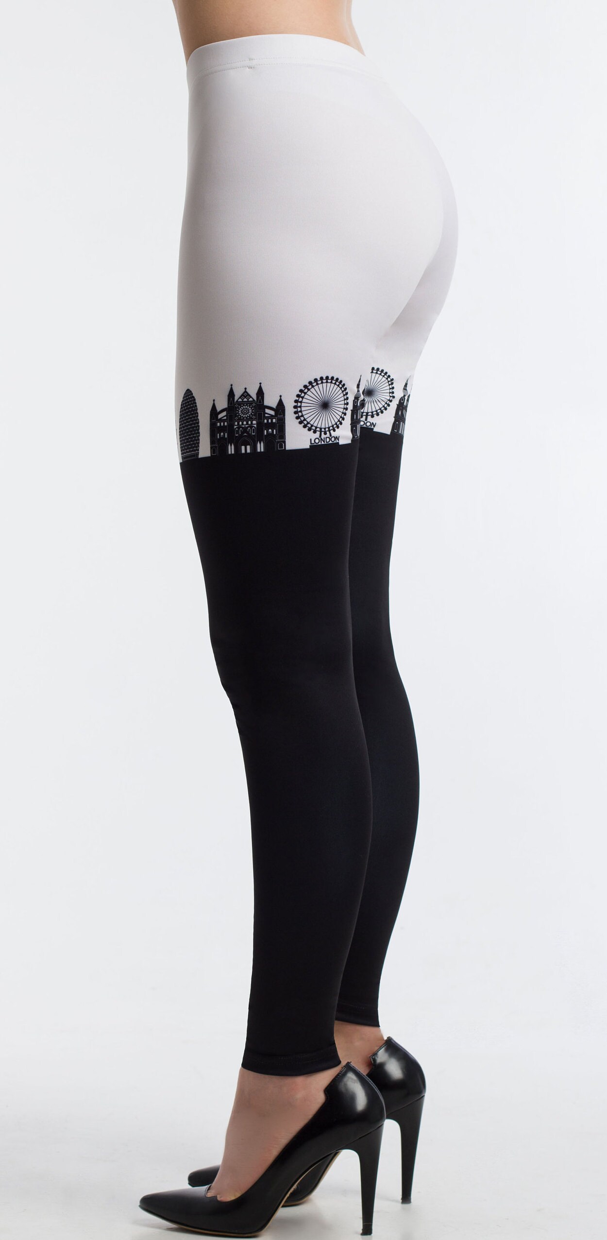 London Printed Leggings Black Skinny City print City skyline Etsy