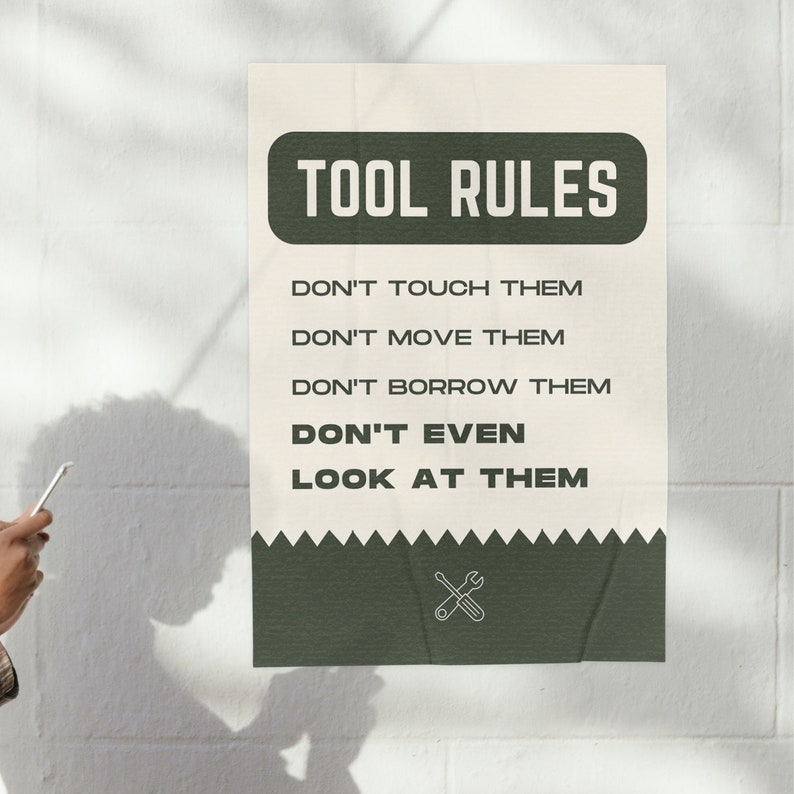 Tool Rules Sign Tool Rules Garage Wall Art, Garage Sign, Garage Wall Decal, Cool Garage ...