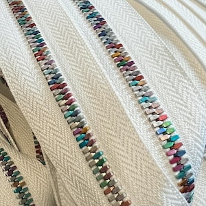サイズ5 レインボー 虹色 双方向アルミ歯ファスナーテープ // バッグファスナー // 衣類ファスナー