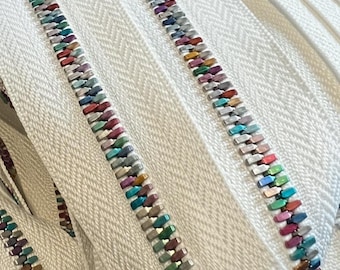 Size 5 Rainbow Iridescent Two Way Aluminum Teeth Zipper Tape // Bag Zipper // Clothing Zipper