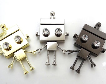 Robot Bag Lock // Purse Lock // Closure // Bag Hardware // Purse Hardware // Robot