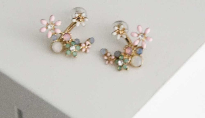 Women/'s Yellow Gold Flower Earrings Gift For Her Bridesmaid Jewelry Gemstone Butterfly Pink Engagement Wedding Minimalist Floral Opal