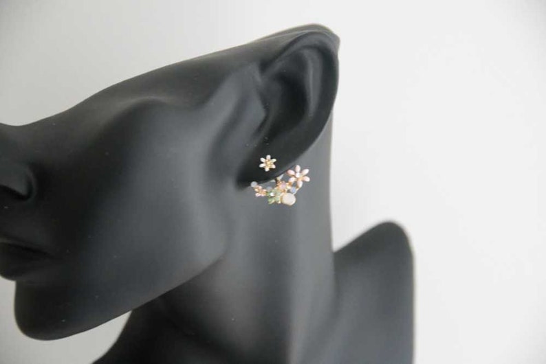 Women/'s Yellow Gold Flower Earrings Gift For Her Bridesmaid Jewelry Gemstone Butterfly Pink Engagement Wedding Minimalist Floral Opal