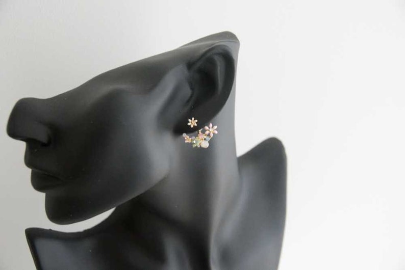 Women/'s Yellow Gold Flower Earrings Gift For Her Bridesmaid Jewelry Gemstone Butterfly Pink Engagement Wedding Minimalist Floral Opal
