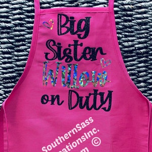 Baby Shower Gift ~ Toddlers Personalized Apron~ Big Sister ~ Brother ~ Baby Reveal ~ Baby Gift ~Customizable Gifts