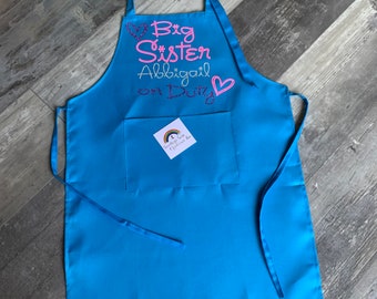 Baby Reveal ~ Older Sibling Gift ~ Big Brother ~ Sister ~ Cousin ~ Big Kids Apron