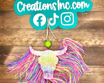 Small ~ Cow Steer Skull Freshie Car Scents Freshies Boho Western Freshies ~ 80's Babies ~ Neon
