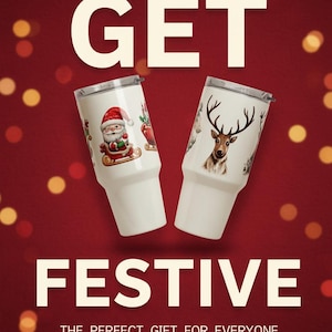 Decorative Christmas Wrapped Tumblers - Drinkware Sold Individually or with a Christmas Box