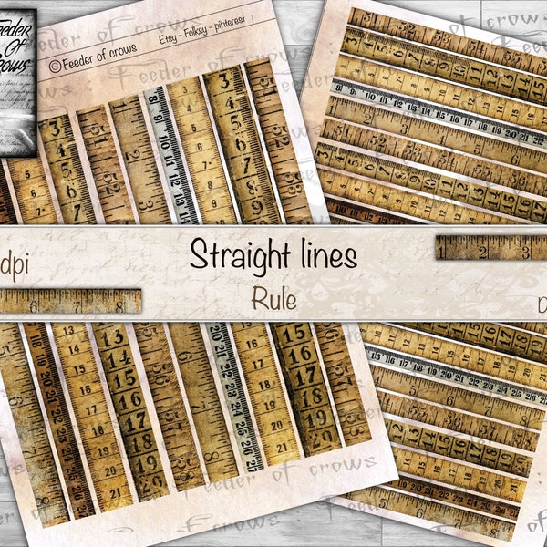 Straight lines rule, vintage ruler embellishment printable for your junk journals and scrapbooks. great for card making, pockets & envelopes