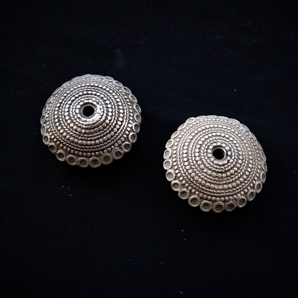 Plugs argent 6mm boucles d'oreilles anciennes authentiques collection - ear plugs silver antique Authentic Tribal Indian vintage Ethnic