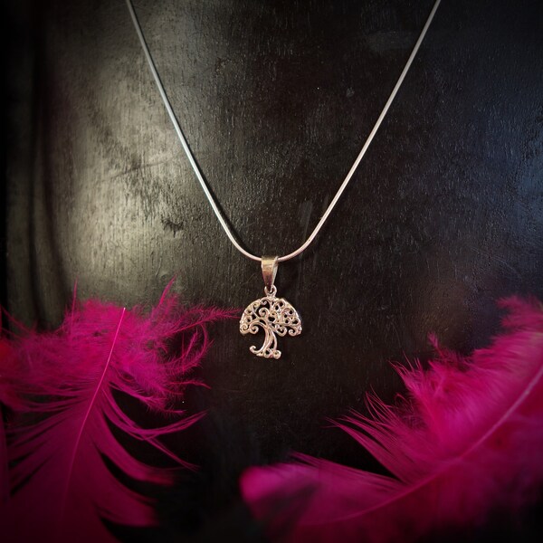 Pendentif collier argent arbre de vie avec chaine argent - Pendant necklace silver tree of Life with silver chain - sacred necklace -