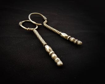 Boucles d'oreille ancienne argent - Pesos de orejas de plata tribales antiguas - Pendientes tribales auténticos - Pendientes de plata india -Pendientes étnicos