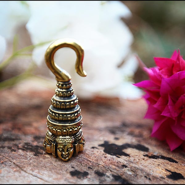 Buddha Brass Ear Weightsbrass ear stretcher, Angkor Brass gauge, Tribal ear weights, Tribal Stretcher, ear stretching weights