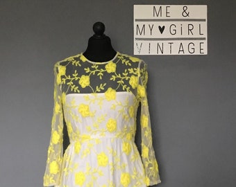 Vintage yellow flower dress 1960s