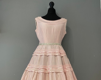 Original vintage pink silk wedding dress