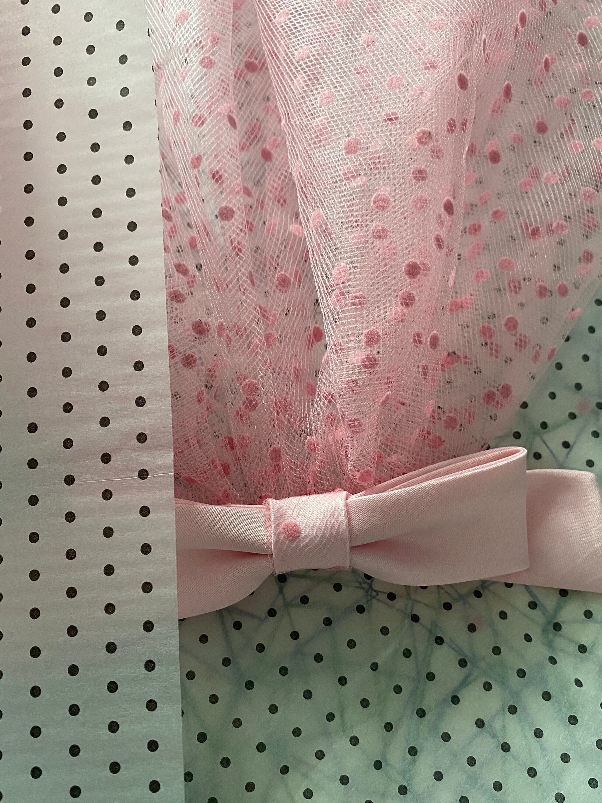 Pink polka dot bow veil ? Pink Polka Dot Spotty Wedding Veil With Bow - Etsy Israel main image 2
