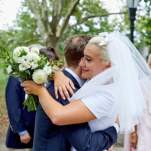 60s style bouffant short veil with double bow image 8