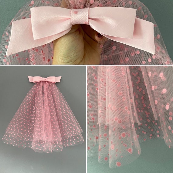 Pink Polka Dot Spotty Wedding Veil With Bow - Etsy Israel display picture 1