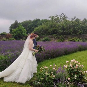 Cut edged sheer and simple wedding veil image 7