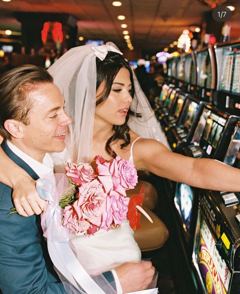 60s style bouffant short veil with double bow image 6