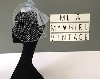 Blue Silk Bow Birdcage Veil