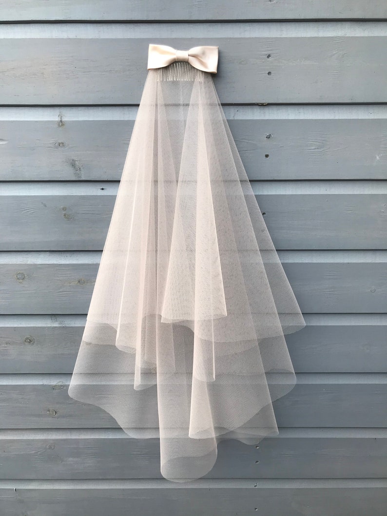 Blush coloured wedding veil Etsy