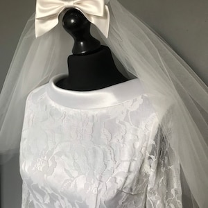 60s style bouffant short veil with double bow image 7