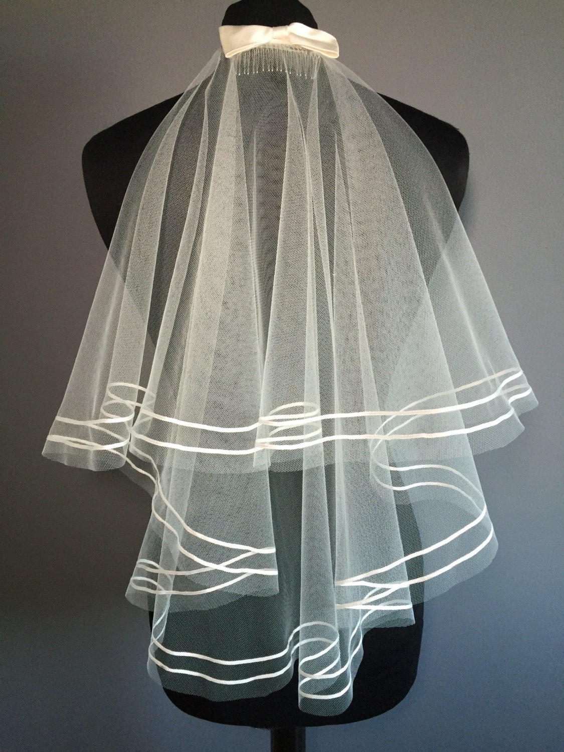 Ribbon Edged Wedding Veil Etsy