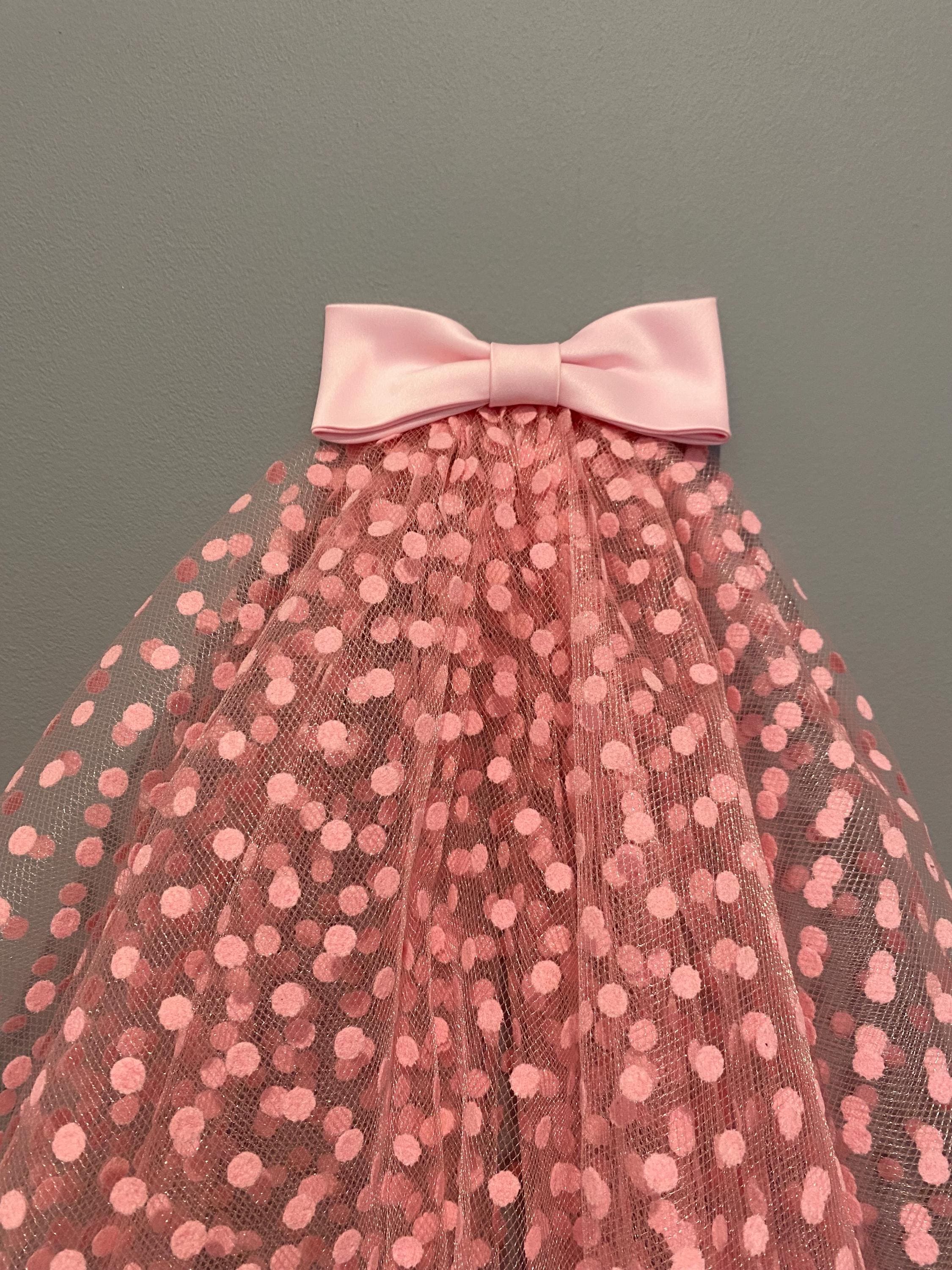 Pink Polka Dot Spotty Short Wedding Veil With Bow - Etsy  display picture 2