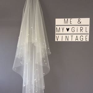 Sequin And Pearl Fingertip wedding veil