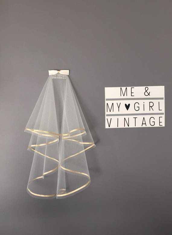 Gold Edged Wedding Veil - Etsy display picture 1